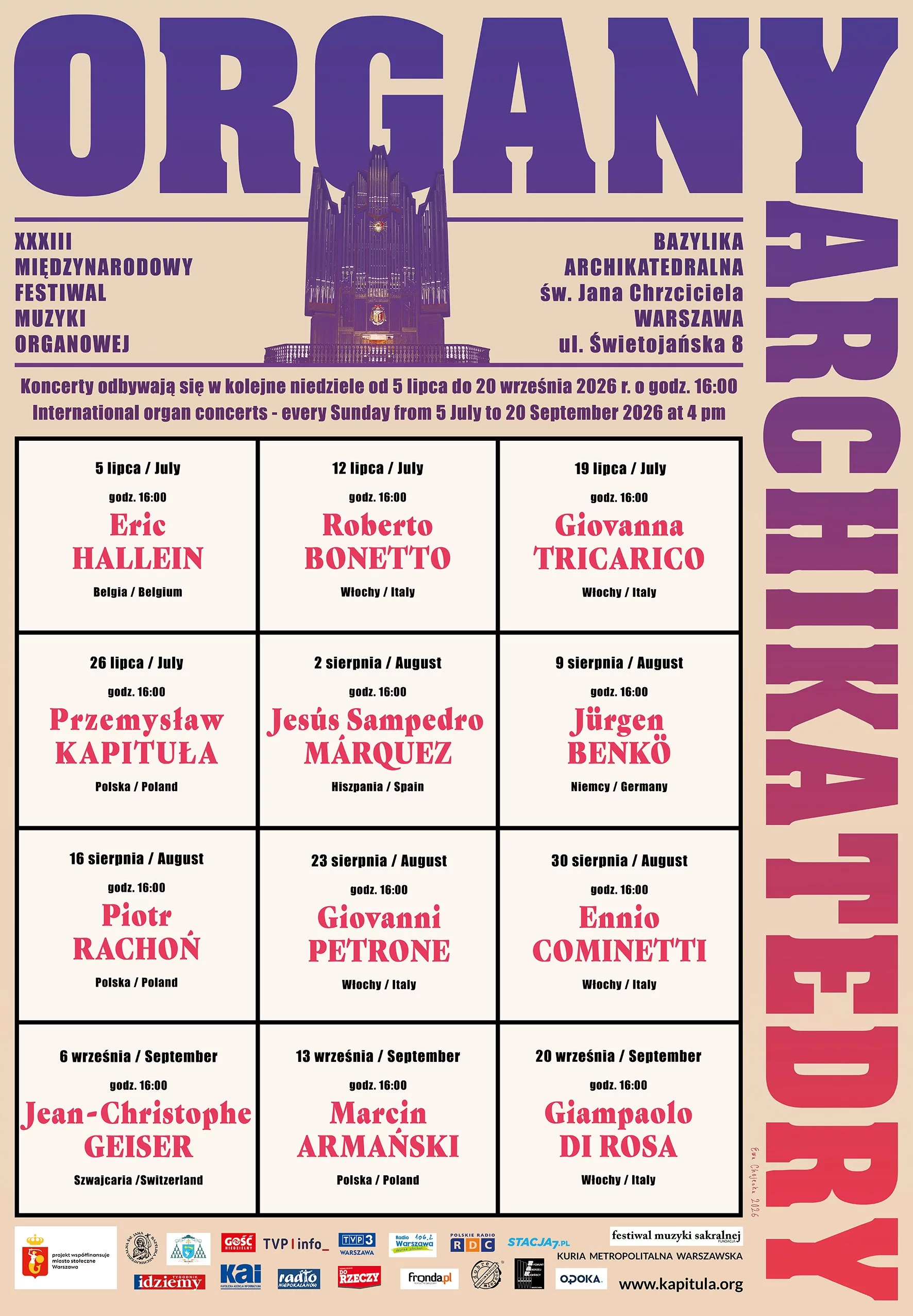 XXXIII Międzynarodowy Festiwal Muzyki Organowej „Organy Archikatedry”