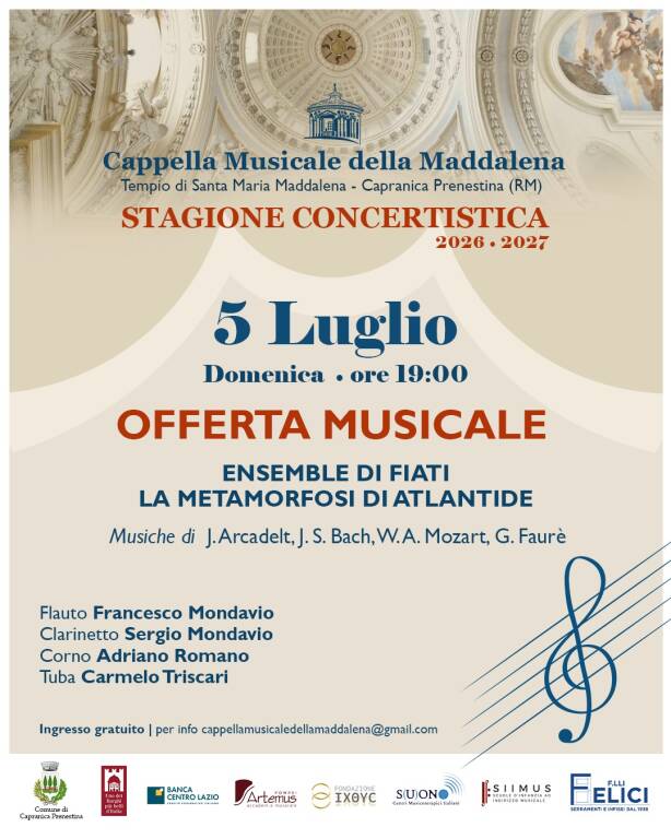 Concerto Ensemble di fiati La “Metamorfosi di Atlantide”