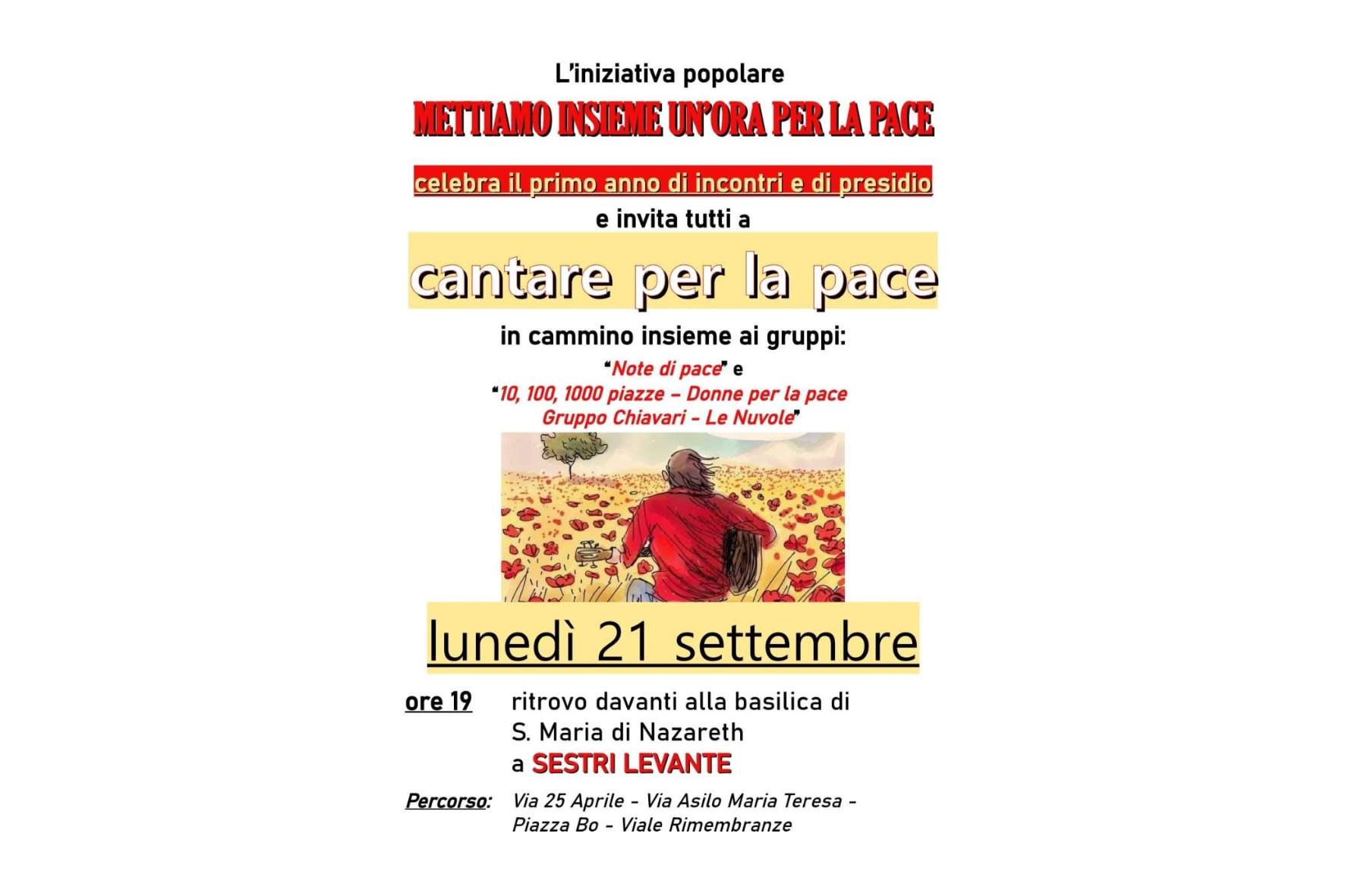 Mettiamo insieme un’ora per la pace