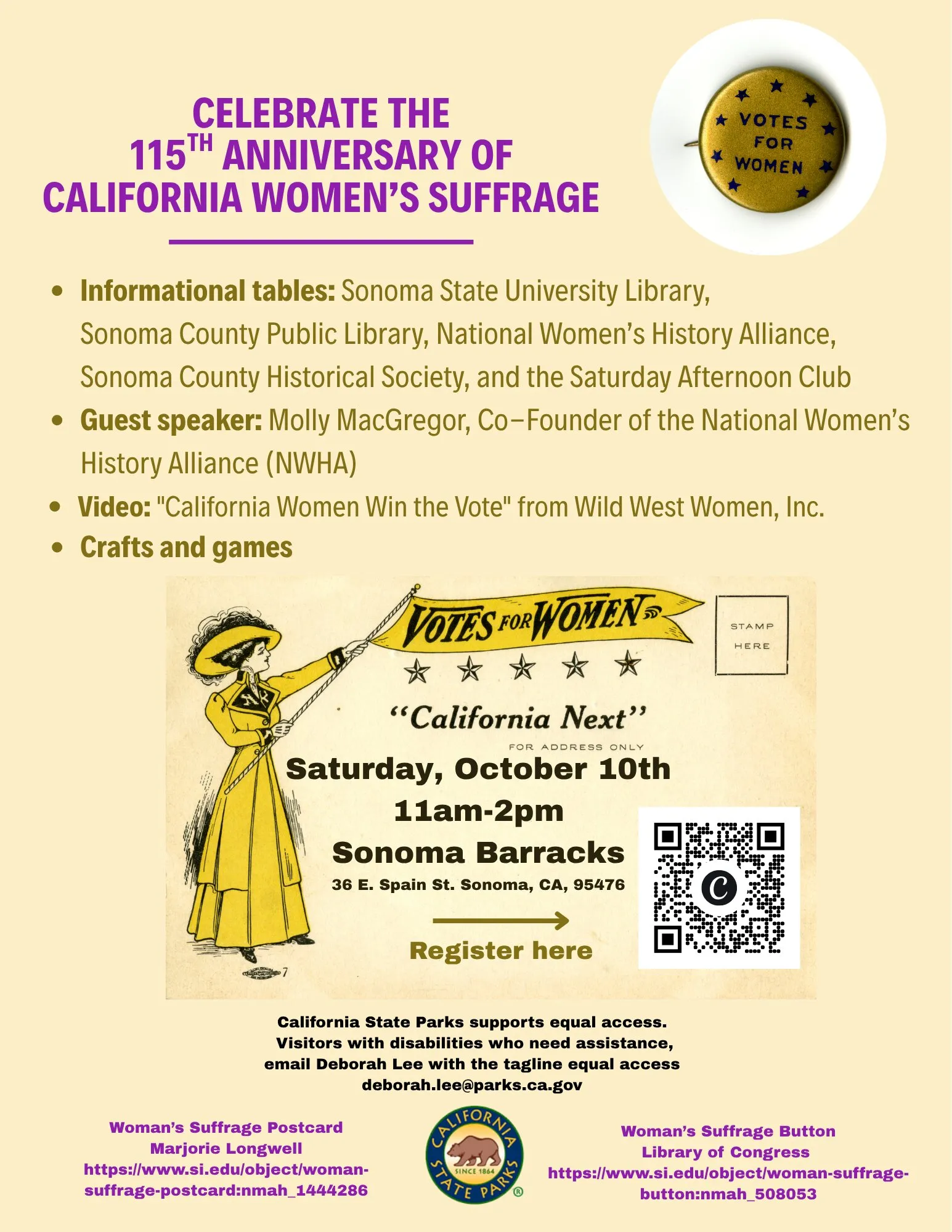 115th Anniversary Celebration of California Women Winning the Vote