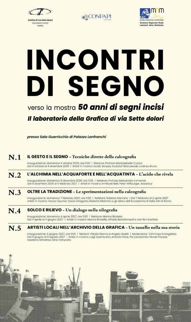Rassegna “Incontri di segno – Verso la mostra 50 anni di segni incisi”