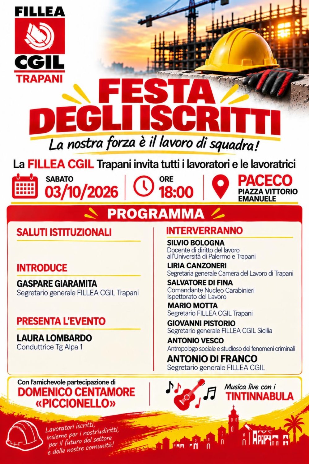 Festa degli iscritti della Fillea Cgil